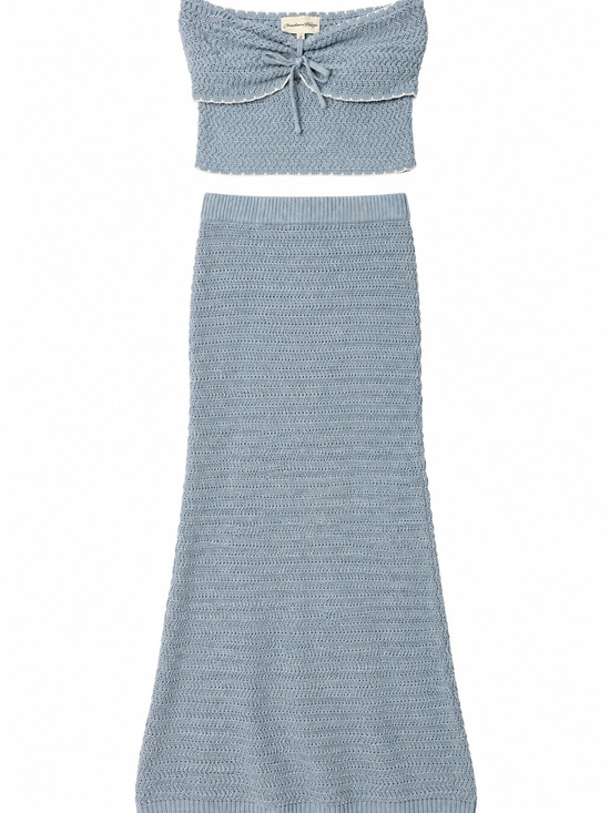 Freshman 1996 Dresses & Skirts - Light Blue Knit Set - Tube Top & Skirt